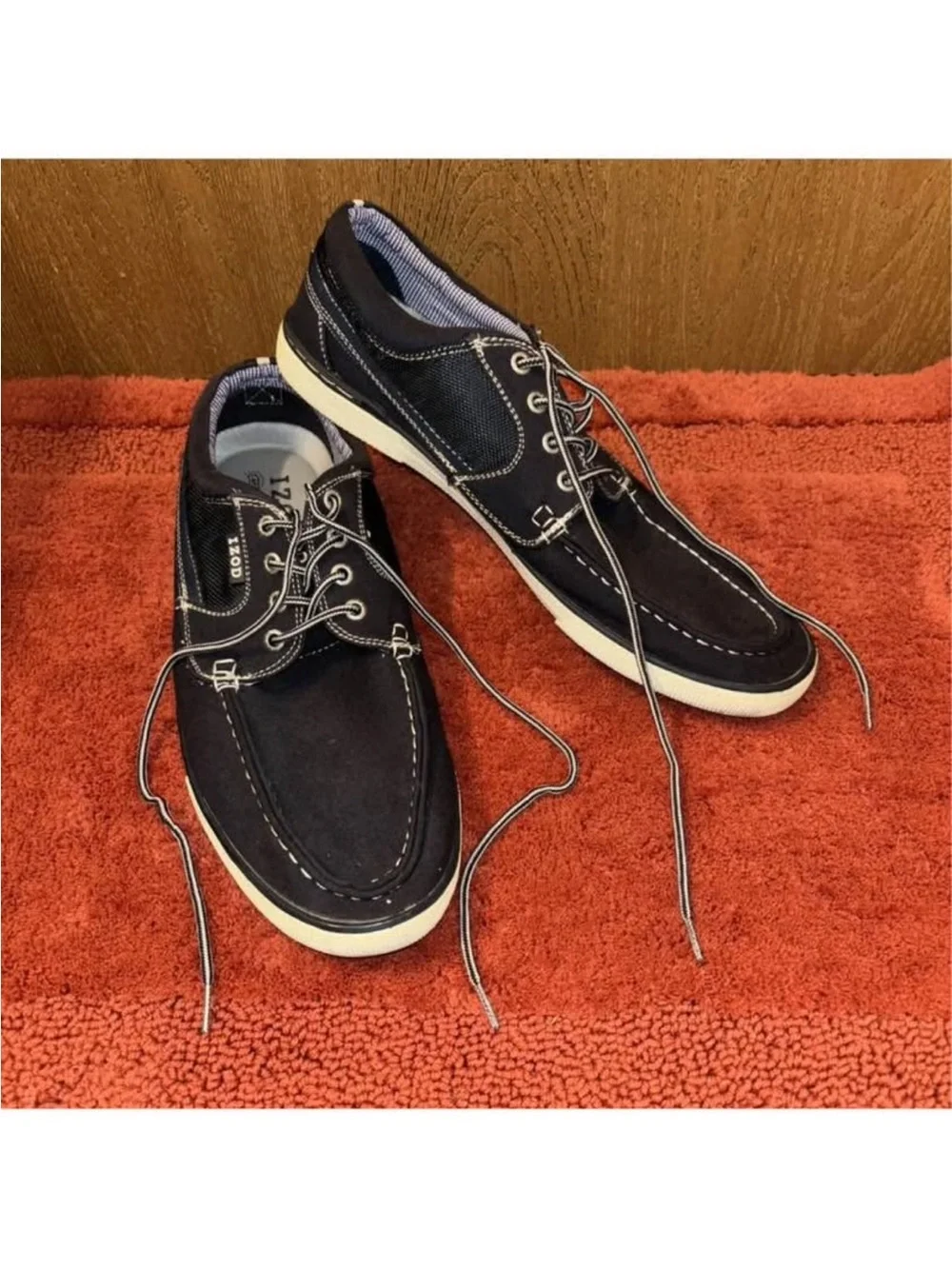 IZOD Men’s Navy Casual Boat Shoes-Size13-
